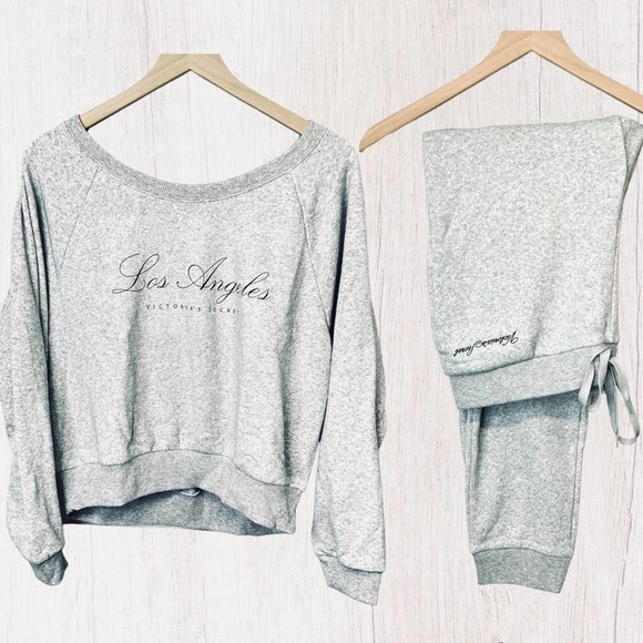 Victoria's Secret Sweaters - Victoria's Secret Heather Gray Sweatshirt and Sweatpants Set NEW with tags Large